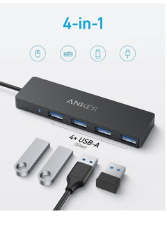 Anker 4-Port USB 3.0 Data Hub, Ultra-Slim 5Gbps USB-C OTG Hub With 20cm Extended Cable, For MacBook, Mac Pro, Mac Mini, iMac, Surface Pro, XPS, PC, Flash Drive, Mobile HDD (Charging Not Supported) Black  - Image 2