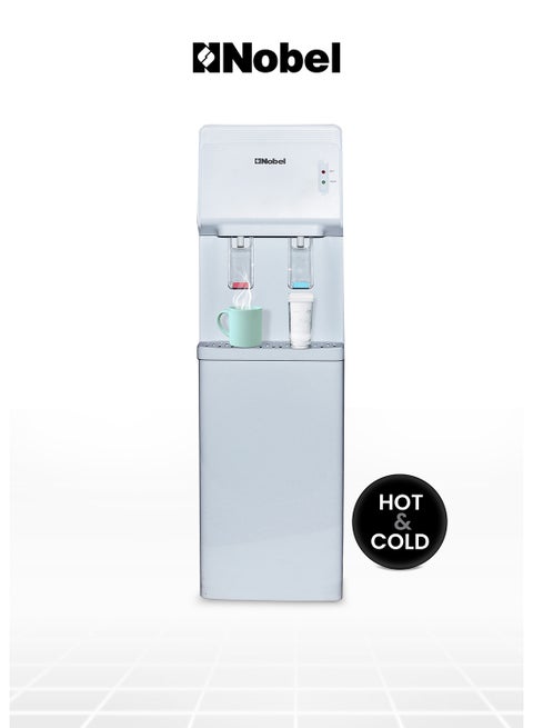 Water Dispenser, Hot & Cold, 2 Taps, Compressor Cooling, 5L/H Heating, 2L/H Cooling, Silicon Water Outlet Pipes NWD1603 White