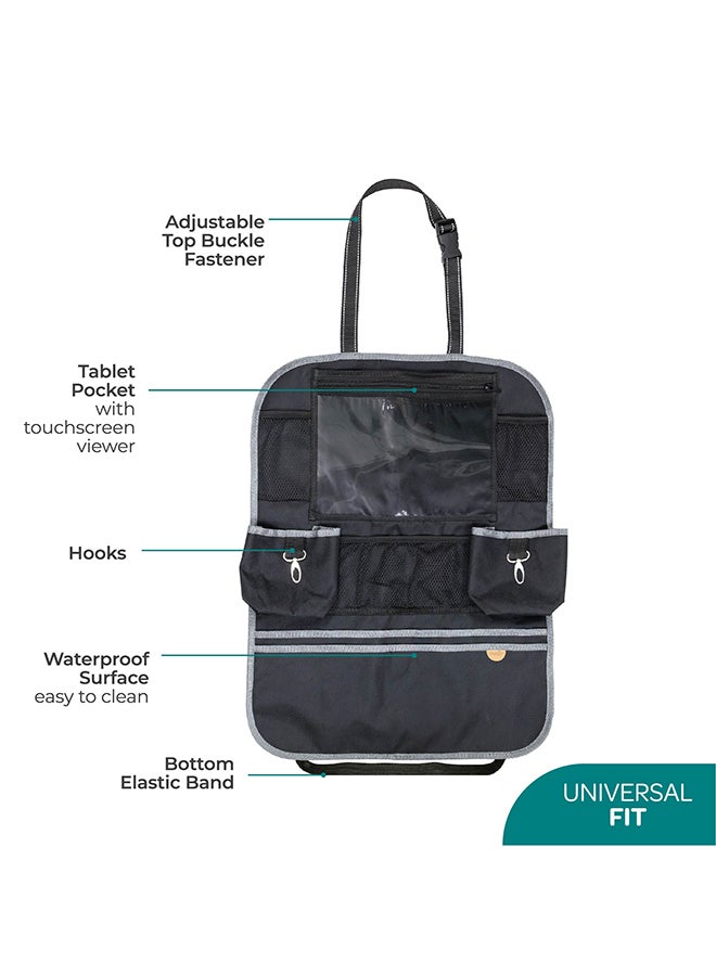 Moon Baby Back Seat Organizer Waterproof Surface - Universal Fit-9 Multi-functional Pockets, Black Twill - Image 2
