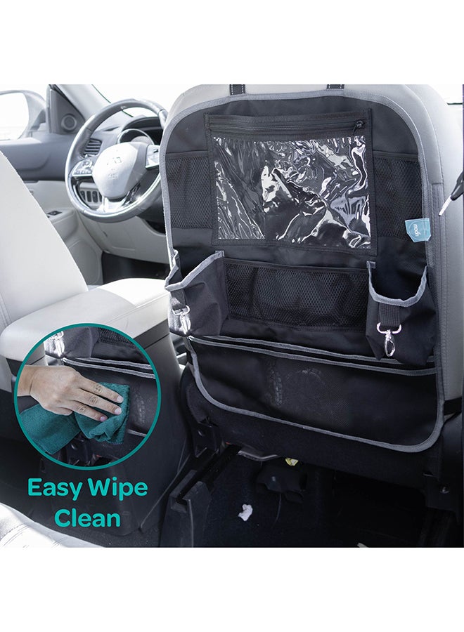 Moon Baby Back Seat Organizer Waterproof Surface - Universal Fit-9 Multi-functional Pockets, Black Twill - Image 3
