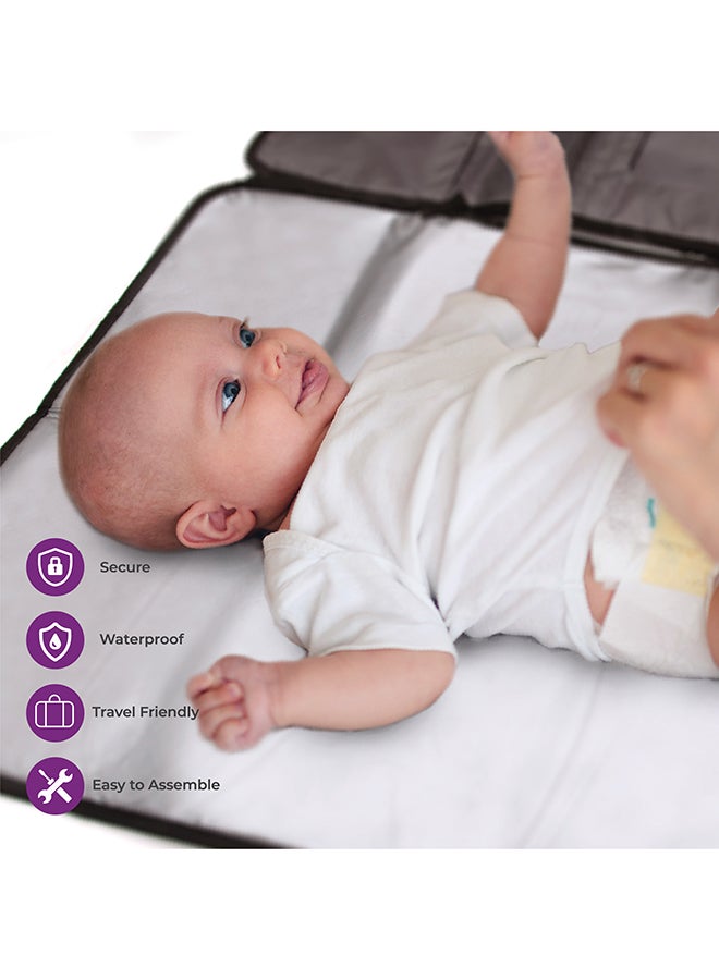 Moon Portable Diaper Changing Station - Waterproof Foldable Baby Travel Changing Bag kit - Black Twill - Image 4