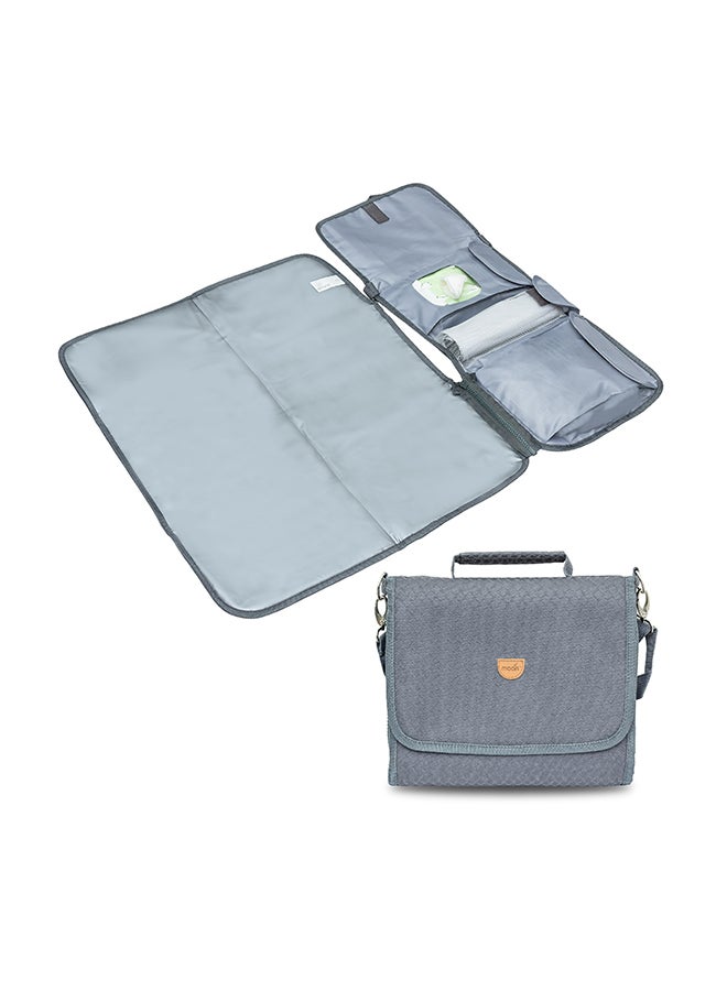 Moon Portable Diaper Changing Station - Waterproof Foldable Baby Travel Changing Bag kit -Light Grey - Image 1