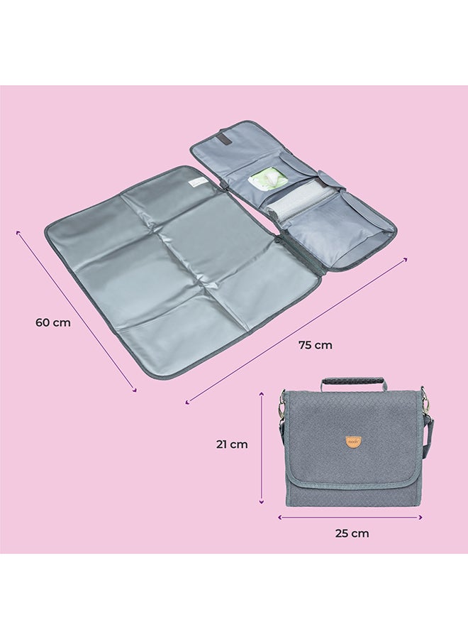 Moon Portable Diaper Changing Station - Waterproof Foldable Baby Travel Changing Bag kit -Light Grey - Image 3