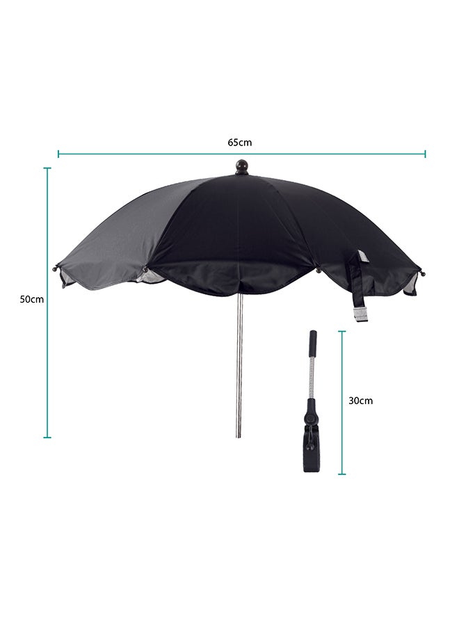 Moon Waterproof Baby Stroller Umbrella With 180 Degree Adjustable Arm Universal Clip, Black  - Image 2