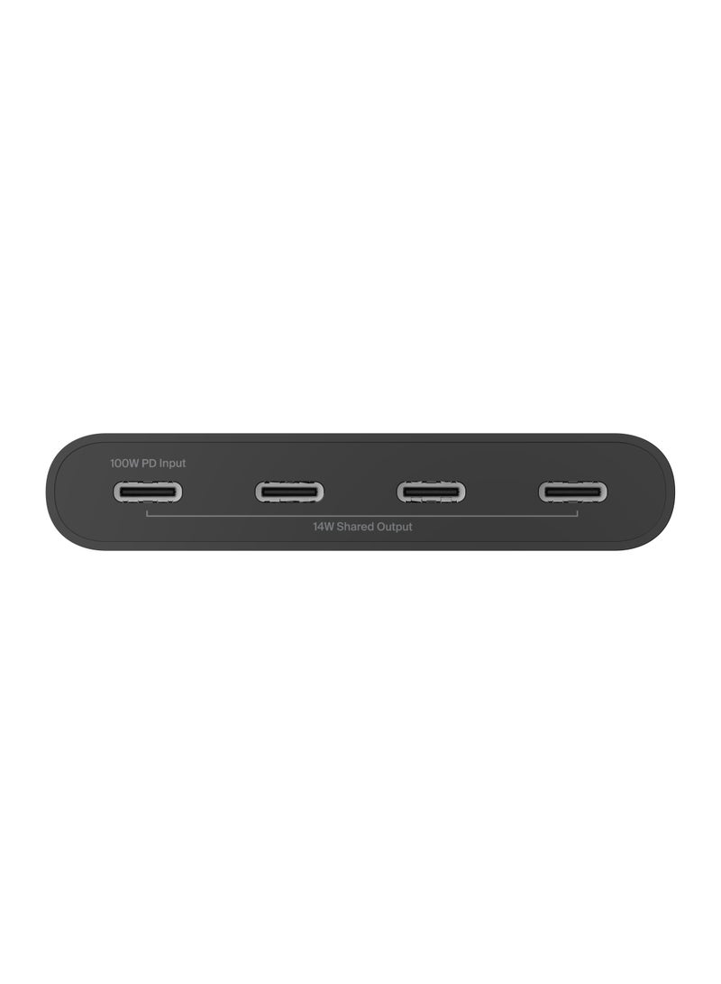 belkin - USB-C to 4-Port USB-C Hub - USB-C Portable Adapter And Extender To 4x USB-C Ports, 100W PD 10GBPS Transfer Speed, Great For Multiple Devices, For MacBook, iPad, Chromebook, PC - Black - Image 1