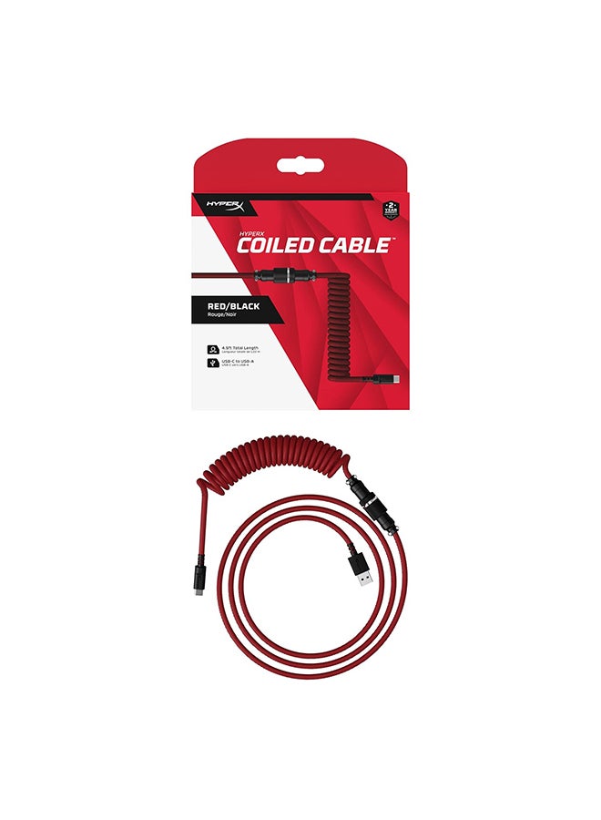 HYPERX - Coiled Cable - Red/Black - 1.37m - Image 1