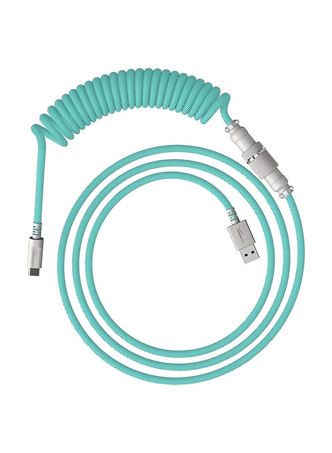 HYPERX - Coiled Cable - Light Green/White - 1.37m - Image 1