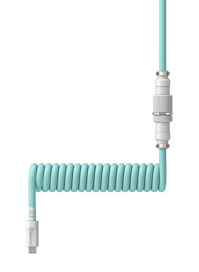 HYPERX - Coiled Cable - Light Green/White - 1.37m - Image 1