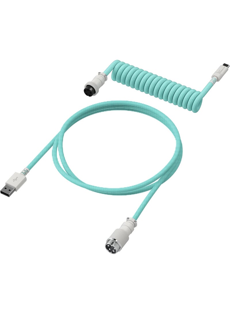 HYPERX Coiled Cable - Light Green/White - 1.37M  - Image 4