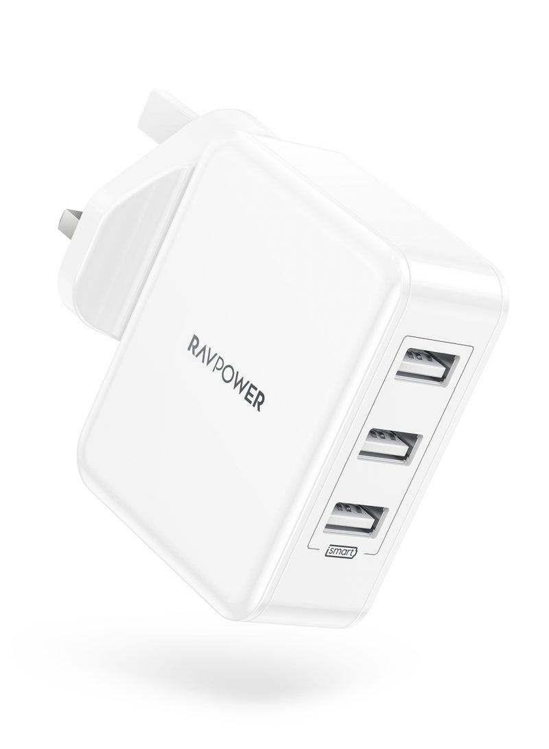 RAVPOWER - 30W 3-Port USB Wall Charger White - Image 1
