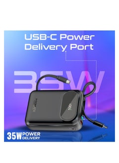 PROMATE 20000 mAh 20000 mAh Power Bank, Universal Ultra-Compact Portable Charger, 27W Lightning Cables, Built-In 35W USB-C Power Delivery, 22.5W USB-A QC 3.0 Port For iPhone 16, Galaxy S25, Powerpod-20 - Black  - Image 3