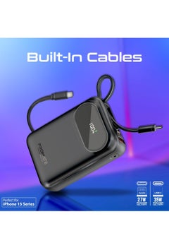 PROMATE 20000 mAh 20000 mAh Power Bank, Universal Ultra-Compact Portable Charger, 27W Lightning Cables, Built-In 35W USB-C Power Delivery, 22.5W USB-A QC 3.0 Port For iPhone 16, Galaxy S25, Powerpod-20 - Black  - Image 2