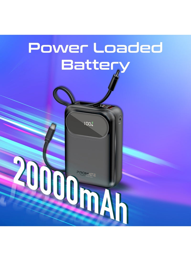 بروميت بنك الطاقة، شاحن محمول عالمي صغير الحجم، كابلات Lightning بقدرة 27 وات، توصيل طاقة USB-C مدمج بقدرة 35 وات، منفذ USB-A QC 3.0 بقدرة 22.5 وات لهاتف iPhone 15 وGalaxy S23 وPowerpod-20 - Image 3