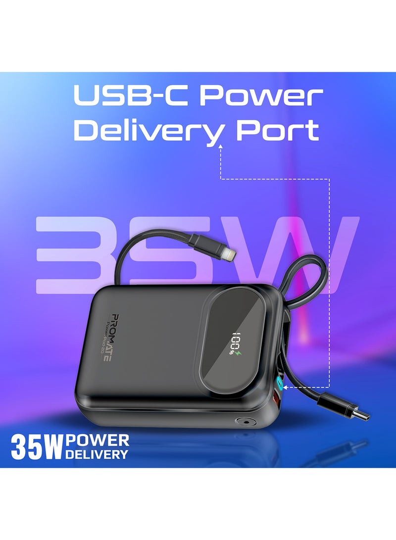 بروميت بنك الطاقة، شاحن محمول عالمي صغير الحجم، كابلات Lightning بقدرة 27 وات، توصيل طاقة USB-C مدمج بقدرة 35 وات، منفذ USB-A QC 3.0 بقدرة 22.5 وات لهاتف iPhone 15 وGalaxy S23 وPowerpod-20 - Image 4