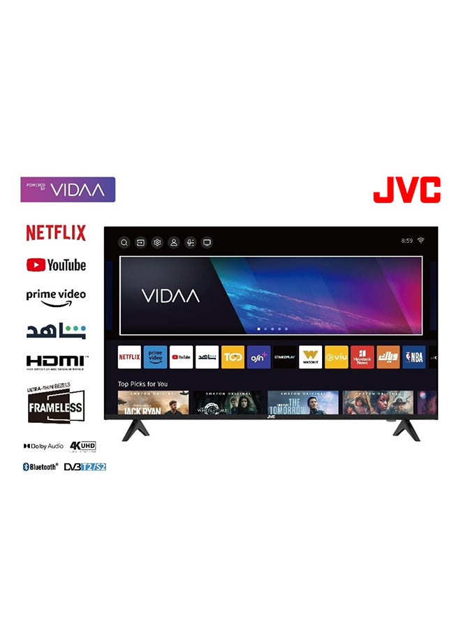 JVC - 50-Inch Edgeless 4K UHD Smart TV - 2024 New Model With Voice Air Mouse, Bluetooth And Dolby Audio LT-50N7105V Black - Image 1