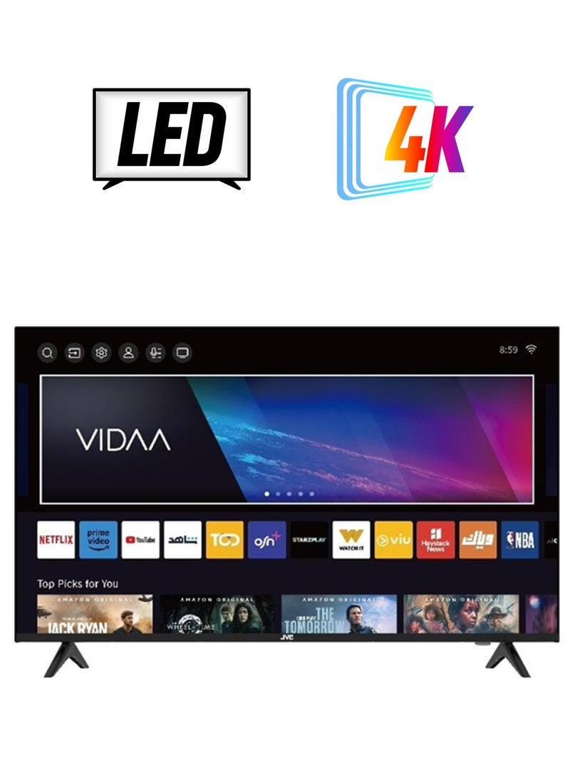 JVC - 50-Inch Edgeless 4K UHD Smart TV - 2024 New Model With Voice Air Mouse, Bluetooth And Dolby Audio LT-50N7105V Black - Image 1