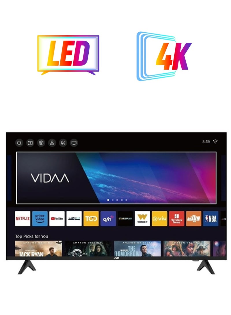 JVC 50-Inch Edgeless 4K UHD Smart TV - 2024 New Model With Voice Air Mouse, Bluetooth And Dolby Audio LT-50N7105V Black  - Image 1