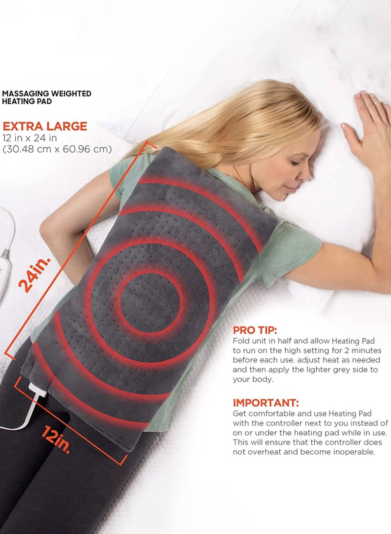 Toshionics Electric Heated Massaging Pad Weighted Heating Therapy Pad Massager Vibrating Wrap Shawl For Neck Back Shoulder Hip Waist Lumbar Tummy Ankle Muscles Whole Body Pain Relief  - Image 2