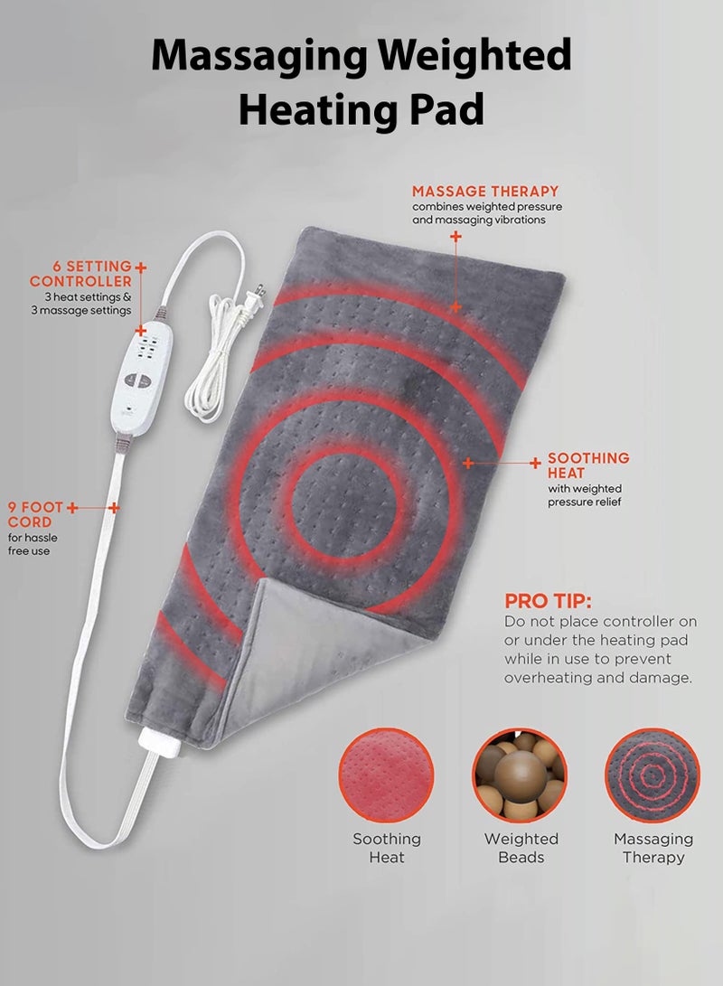 Toshionics Electric Heated Massaging Pad Weighted Heating Therapy Pad Massager Vibrating Wrap Shawl For Neck Back Shoulder Hip Waist Lumbar Tummy Ankle Muscles Whole Body Pain Relief  - Image 3
