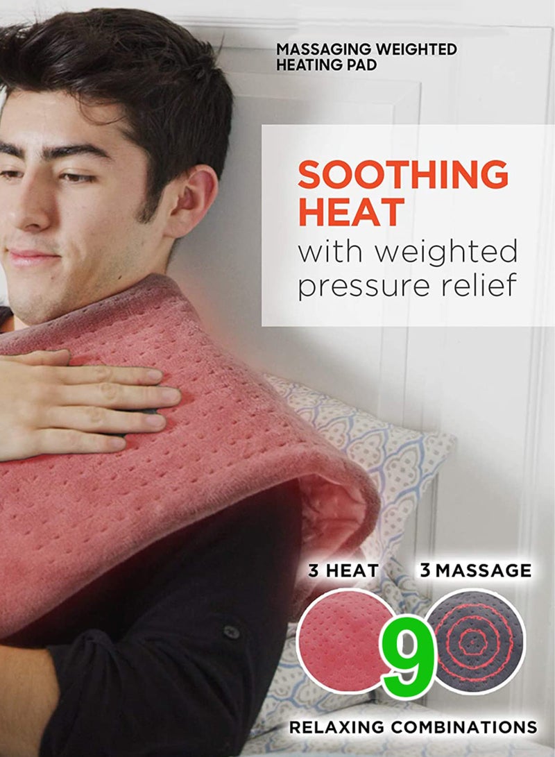 Toshionics Electric Heated Massaging Pad Weighted Heating Therapy Pad Massager Vibrating Wrap Shawl For Neck Back Shoulder Hip Waist Lumbar Tummy Ankle Muscles Whole Body Pain Relief  - Image 4