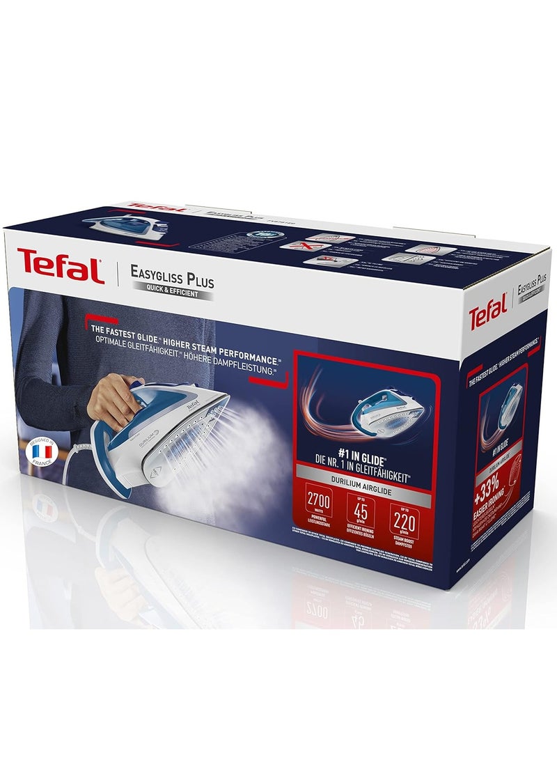 Tefal - Easygliss Plus Steam Iron, 270 ml 2700 W FV5751E2 blue/white - Image 1