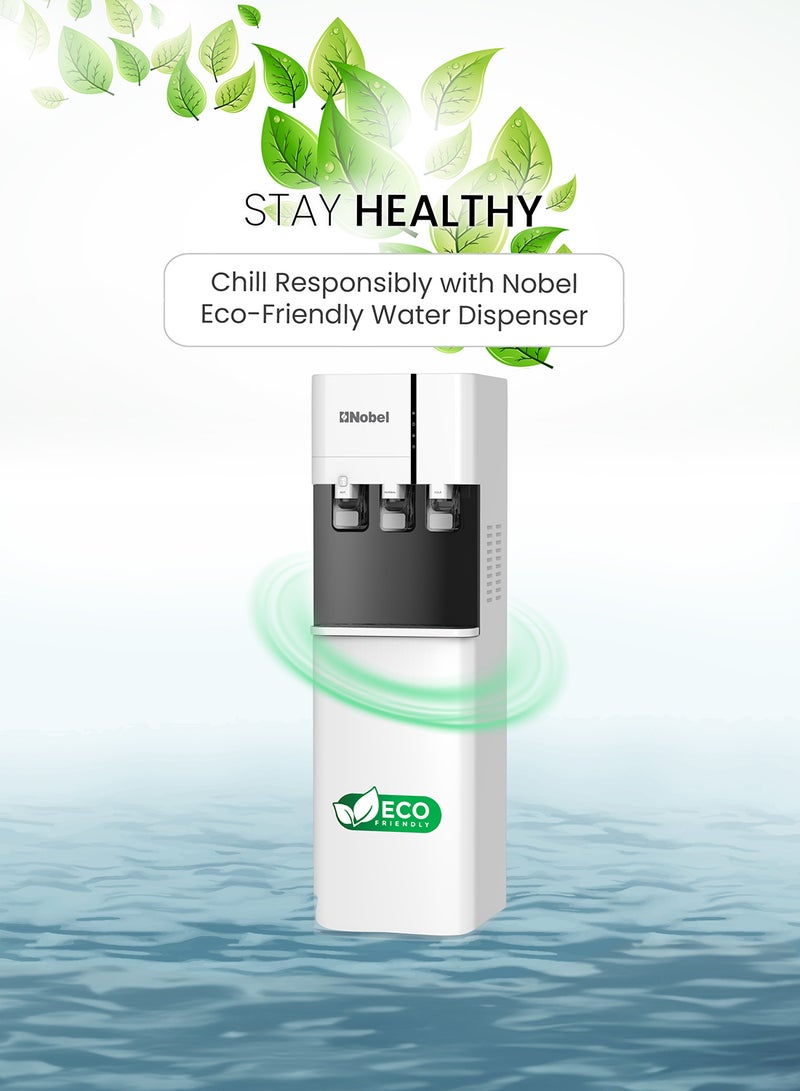 Nobel Water Dispenser, 3 Taps, Hot, Normal, Cold, Bottom Loading, Child Safety Lock NWD800BL White  - Image 5