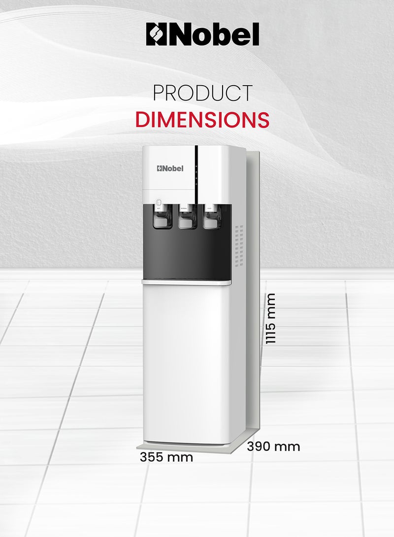 Water Dispenser, 3 Taps, Hot, Normal, Cold, Bottom Loading, Child Safety Lock NWD800BL White