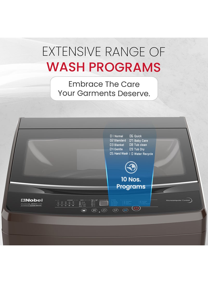 Nobel 14 Kg Capacity Washing Machine, Electronic Control, LED Digital Display, 10 Programs, Aluminum Motor, Stainless Steel Drum, Energy-efficient 3-Star Rating NWM1600 Grey  - Image 3