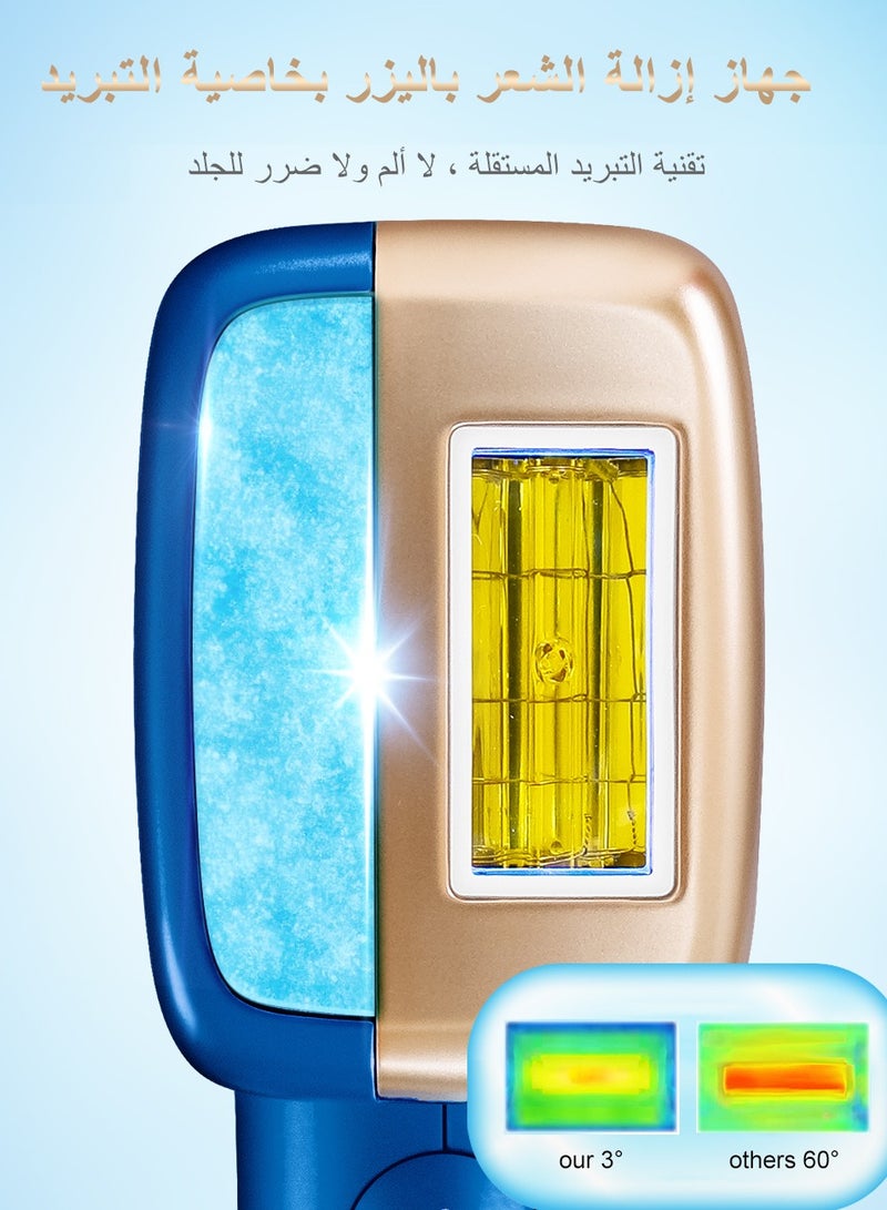 ملاي إزالة الشعر بالليزر، إزالة الشعر IPL مع التبريد بالثلج، 500000 ومضة جهاز إزالة الشعر بدون ألم للجسم بالكامل، خط البيكيني، الذراع، الإبط، الوجه، الظهر، الساق (1*HR+1*بيكيني+1*مصباح للوجه)  - Image 2