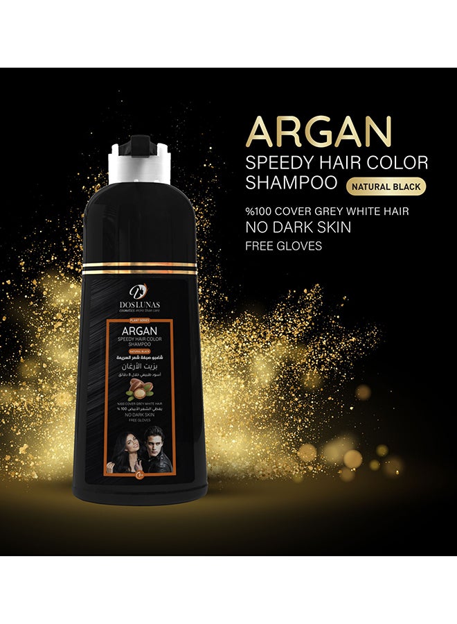 DOS LUNAS Argan Speedy Hair Color Shampoo Natural Black 420ml  - Image 3