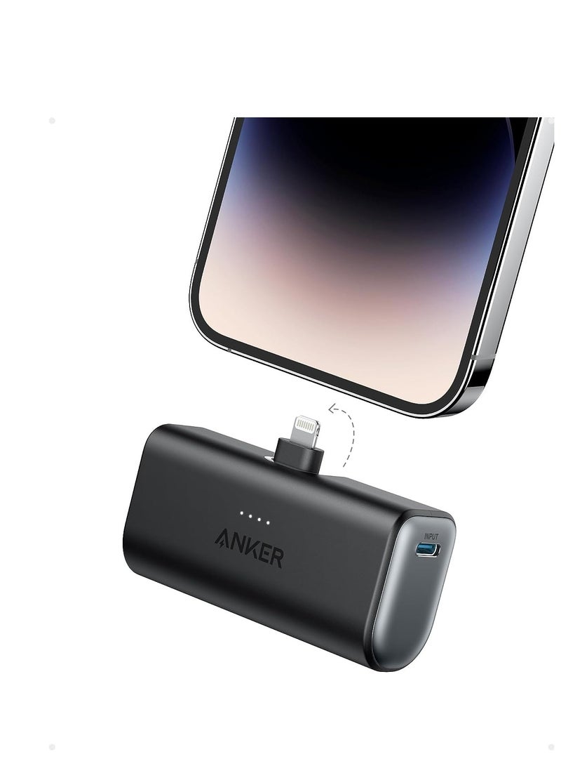 Anker - 5000 mAh Portable Charger with Built-in Lightning Connector, MFi Certified, Battery Pack 5,000mAh 12W, Compatible with iPhone 14/14 Pro / 14 Plus / 14 Pro Max, iPhone 13 and 12/11/X Series (Black) Black - Image 1