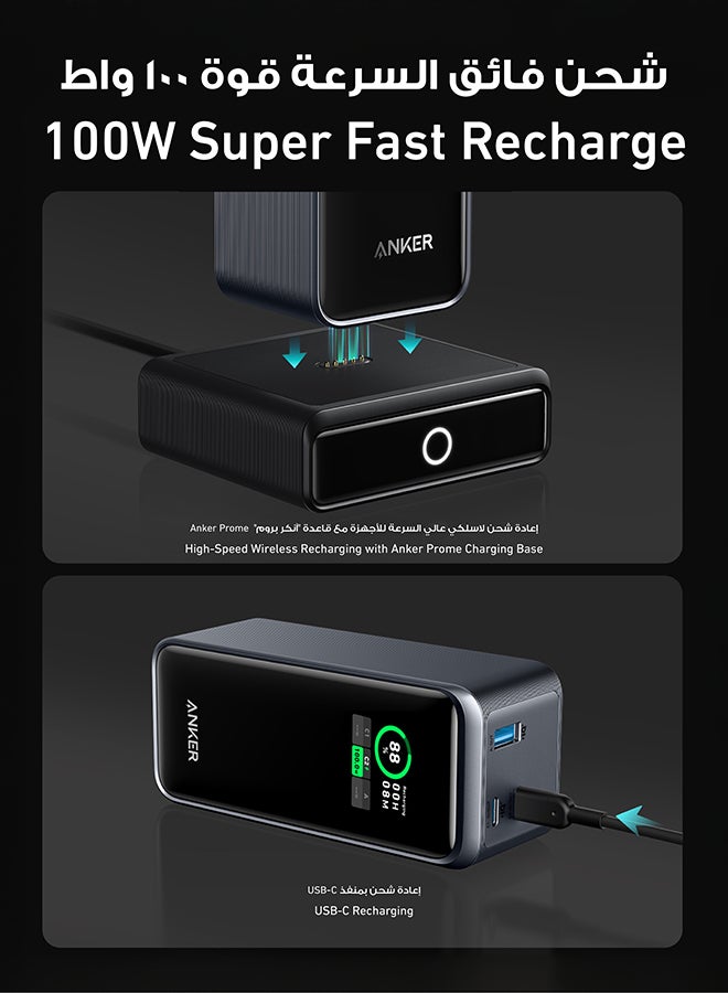 20000 mAh Prime Power Bank, 20,000mAh Portable Charger with 200W Output, Smart Digital Display, 2 USB-C and 1 USB-A Port Compatible with MacBook Pro/Air, iPhone 16/15/14 Series, Samsung, Huaiwei, Dell Black