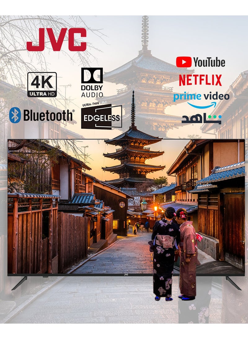 JVC - 43-Inch Edgeless 4K UHD Smart TV - 2024 New Model With Voice Air Mouse, Bluetooth And Dolby Audio LT43N7115V Black - Image 1