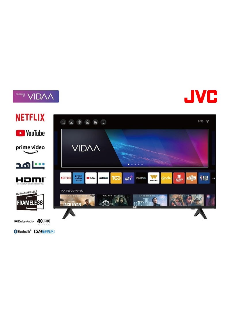 JVC - 43-Inch Edgeless 4K UHD Smart TV - 2024 New Model With Voice Air Mouse, Bluetooth And Dolby Audio LT43N7115V Black - Image 1