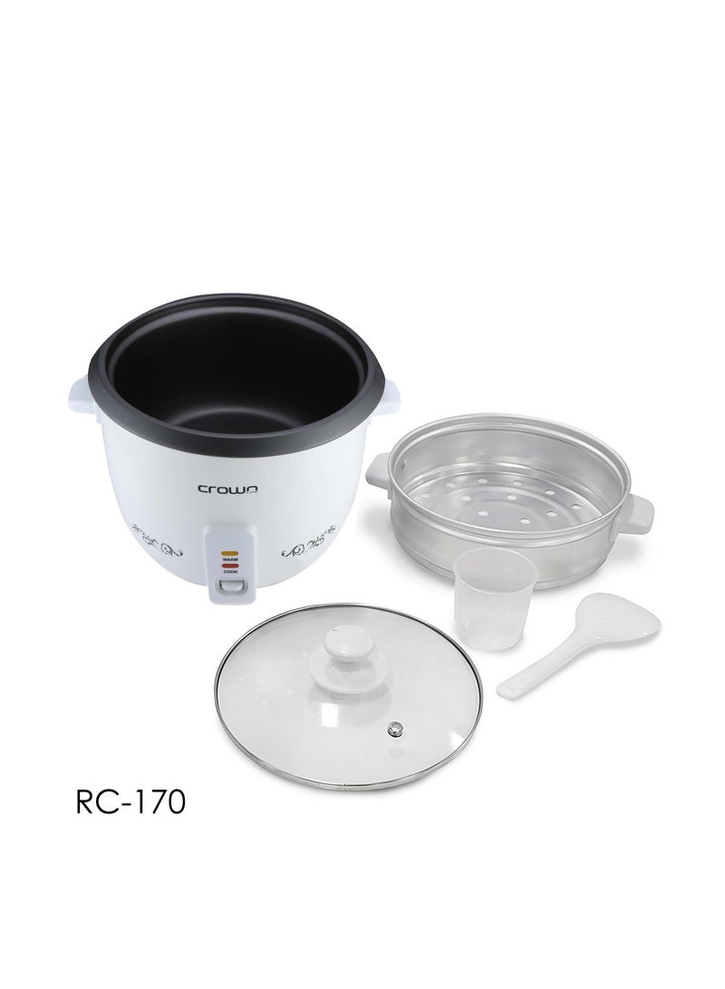 Crownline Rice Cooker with Steamer, 220-240 V, 50/60 Hz 1.8 L 700 W RC-170 White - Image 5