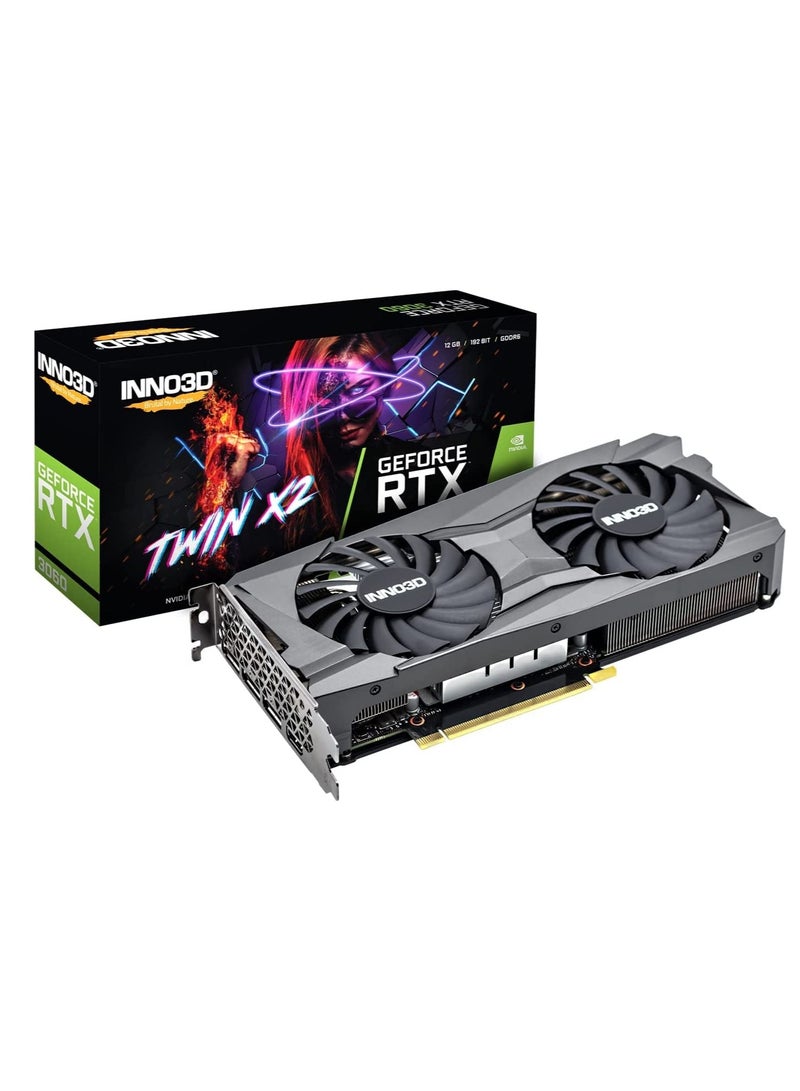 INNO3D RTX 3060 12GB Twin X2 GDDR6 PCI Express Gen 4 Gaming Graphic Card - N30602-12D6-119032AH Black - Image 1