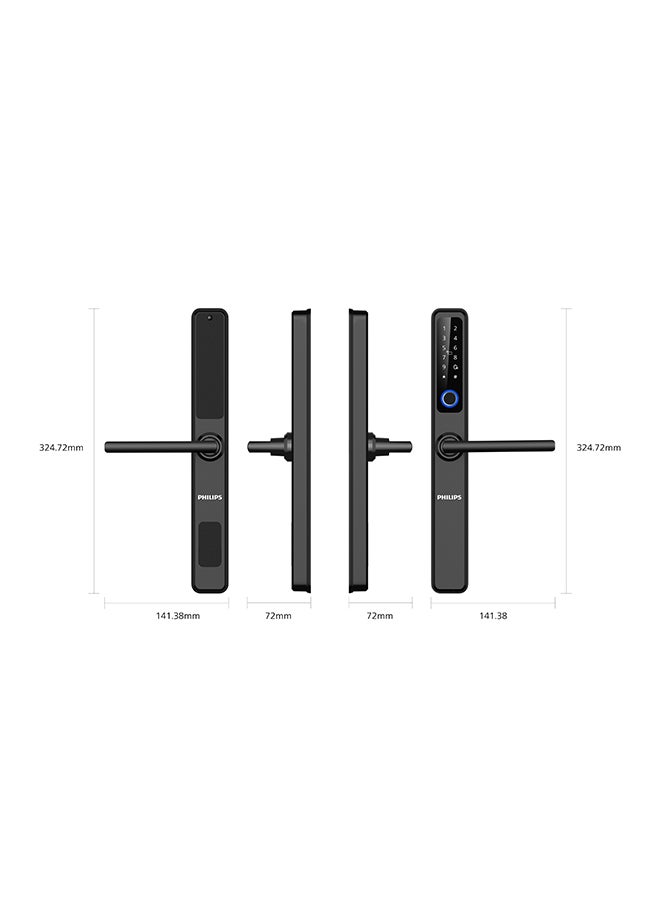 Philips - Smart Lock  Digital Lock Auto-lock Fingerprint Hidden Keypad Black 324.72 x 141.38 x 72mm - Image 1