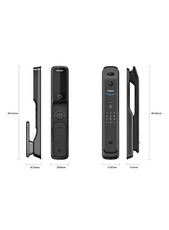 Philips - Smart Lock Digital Lock Auto-lock App Alarming Facial Recognition Fingerprint Hidden Keypad Video Communication Black 421.57 * 79.65 * 67.33mm - Image 1