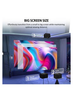 Wownect WiFi Portable Projector 150 ANSI Lumens Portable Outdoor Movie Projector with 200" Screen Supported Y7 Wifi Black  - Image 5
