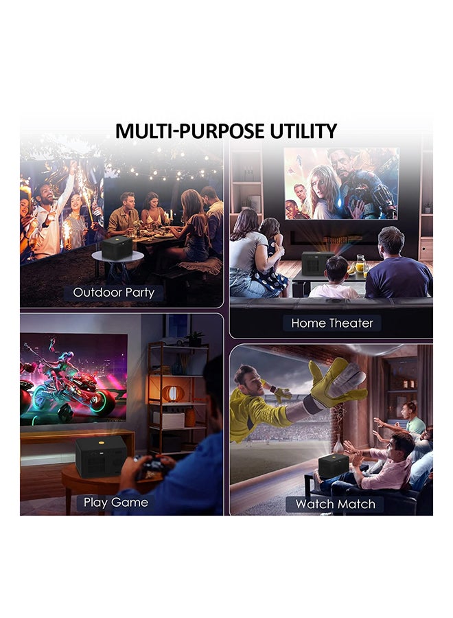 Wownect WiFi Portable Projector 150 ANSI Lumens Portable Outdoor Movie Projector with 200" Screen Supported Y7 Wifi Black - Image 2