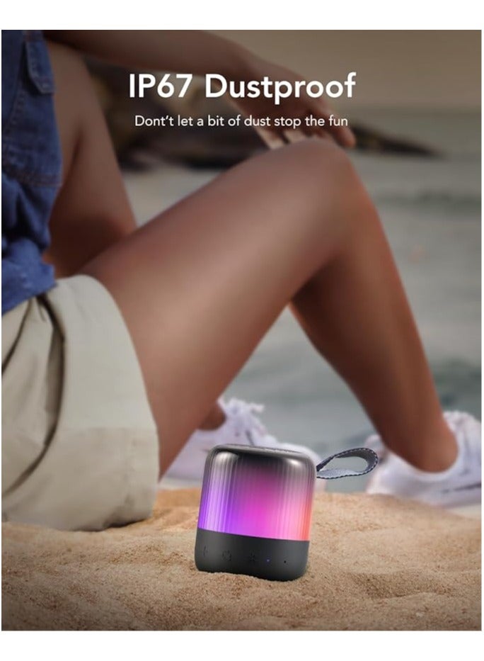 Soundcore - Soundcore Glow Mini Portable Speaker, Bluetooth Speaker with 360° Sound, Light Show, 12H Battery, Customizable EQ and Light, IP67 Waterproof and Dustproof, for Camping, Home, and Beach Parties Black - Image 1
