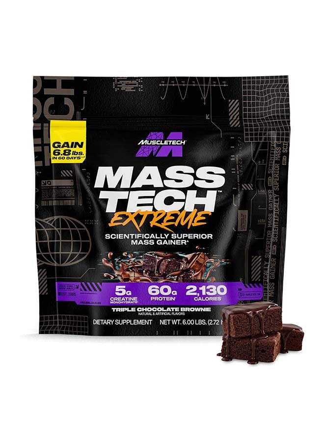 MuscleTech Mass Tech Extreme 2000, Triple Chocolate Brownie, 6 LB - Image 1