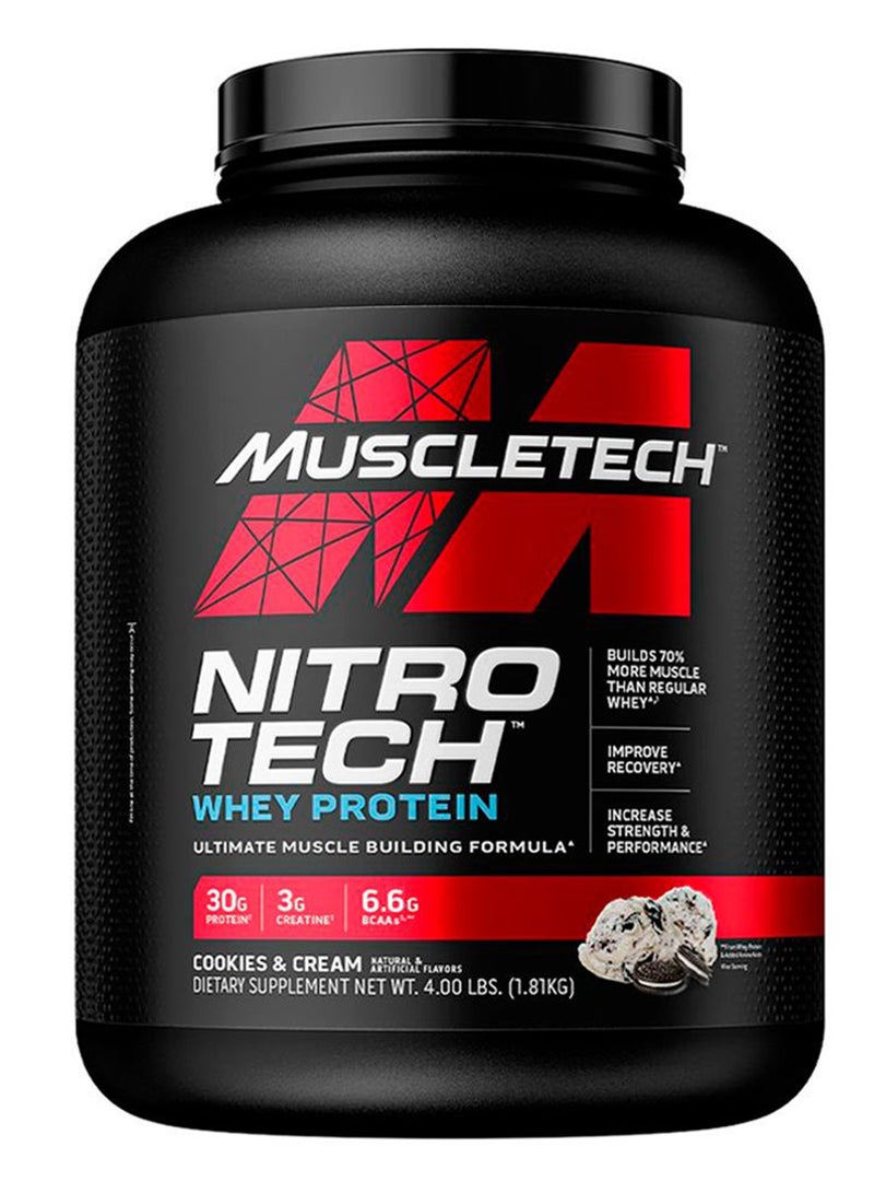 MuscleTech - Nitrotech Whey Protein Isolate And Peptides With Cookies And Cream 4lb - Image 1