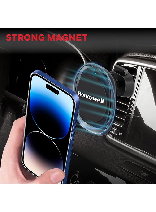 Honeywell - Zest Magsafe Phone Mount Car Charger Upto 15W Output With Ultrafast Charging For Iphone 12 And Above Including The Iphone 16 Series Iphone 16 Pro And Iphone 16 Plus Type C Input Black Black - Image 1