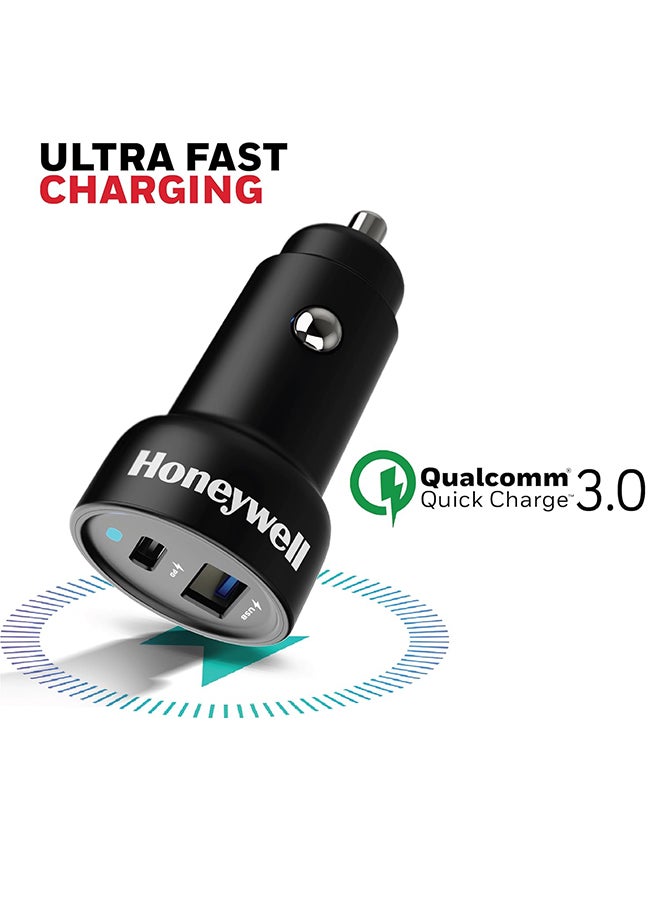 Honeywell 38W Ultrafast Car Charger Dual Port For Iphone Series16/15/14/13/12/11 Samsung Ipad Google Pixel And Oneplus With Pps Support Black Black - Image 3