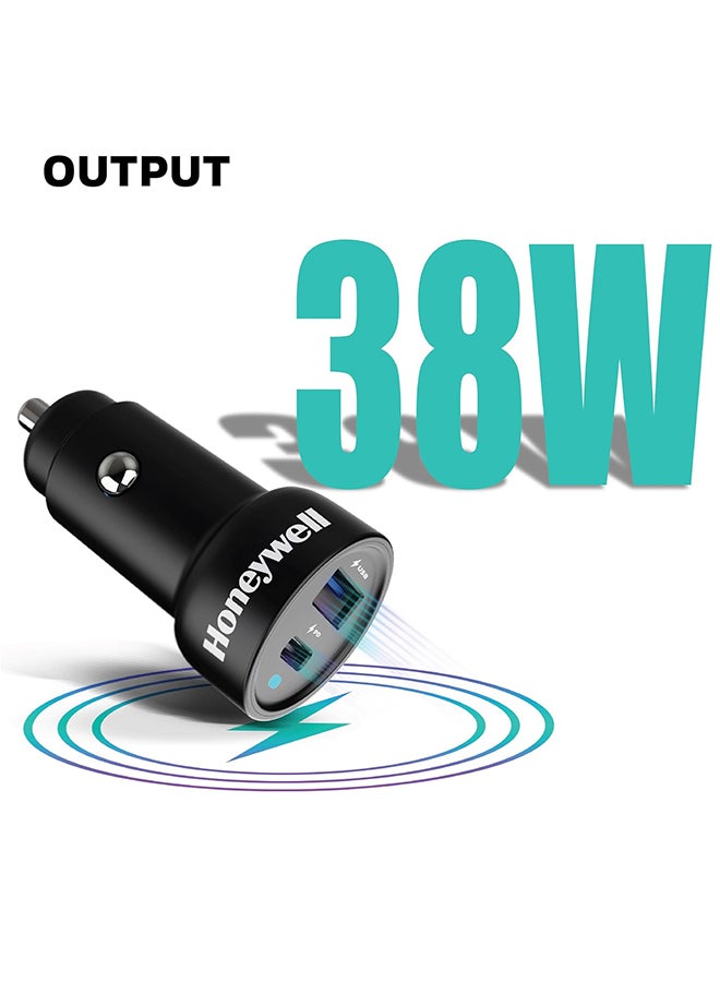 Honeywell 38W Ultrafast Car Charger Dual Port For Iphone Series16/15/14/13/12/11 Samsung Ipad Google Pixel And Oneplus With Pps Support Black Black - Image 2
