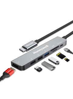7-in-1 TypeC Docking Station with 4K HDMI,1xUSB 3.0,2xUSB 2.0 & TypeC 3.0 PD Charging 100W Port, SD & Micro SD Slot, for All Type C Devices- MacBook Laptop, PC, Thunderbolt 3 Grey/Black