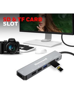 Honeywell 7-in-1 TypeC Docking Station with 4K HDMI,1xUSB 3.0,2xUSB 2.0 & TypeC 3.0 PD Charging 100W Port, SD & Micro SD Slot, for All Type C Devices- MacBook Laptop, PC, Thunderbolt 3 Grey/Black  - Image 4