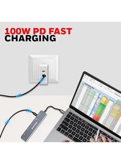 Honeywell 7-in-1 TypeC Docking Station with 4K HDMI,1xUSB 3.0,2xUSB 2.0 & TypeC 3.0 PD Charging 100W Port, SD & Micro SD Slot, for All Type C Devices- MacBook Laptop, PC, Thunderbolt 3 Grey/Black  - Image 5