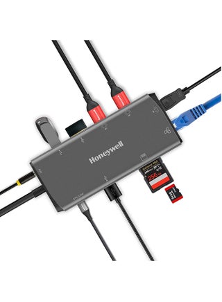 11-in-1 TypeC Multiport Dock With Dual 4K HDMI,DP,RJ45 Ethernet Port,2xUSB 3.0 And TypeC 3.0,3.5 mm Audio Ports,SD And MicroSD Slot,Compatible With Laptop, PC, Dell, HP, Macbook Grey/Black - pnsku/N70051857V/45/_/1709582840/88083cb3-5c0c-4276-9706-d89033e9d205